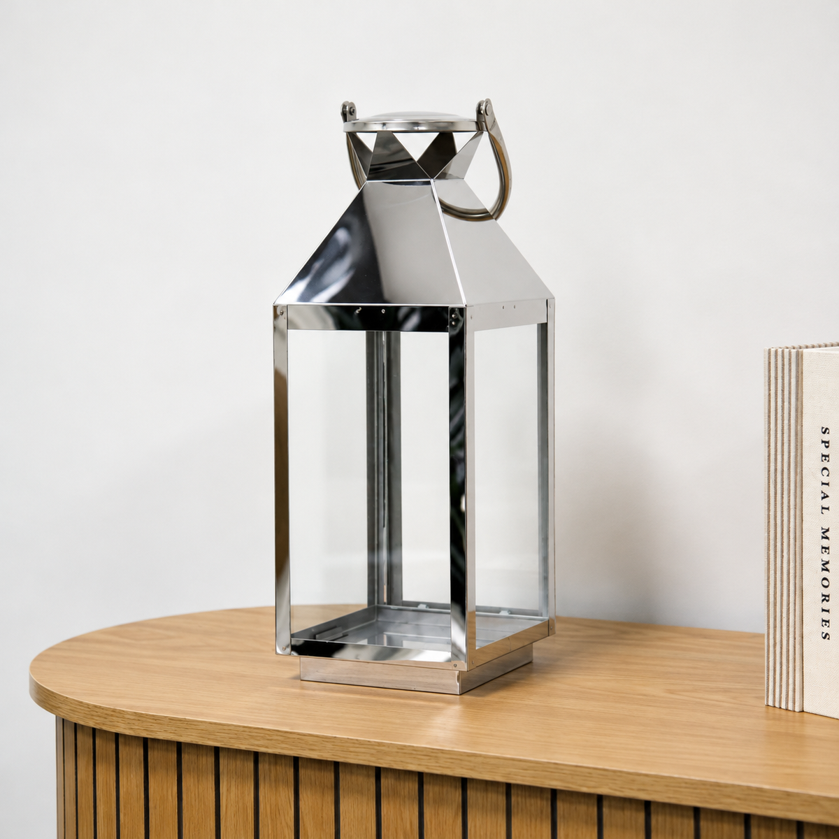 40 x 15cm Large Stainless Steel Candle Lantern Holder