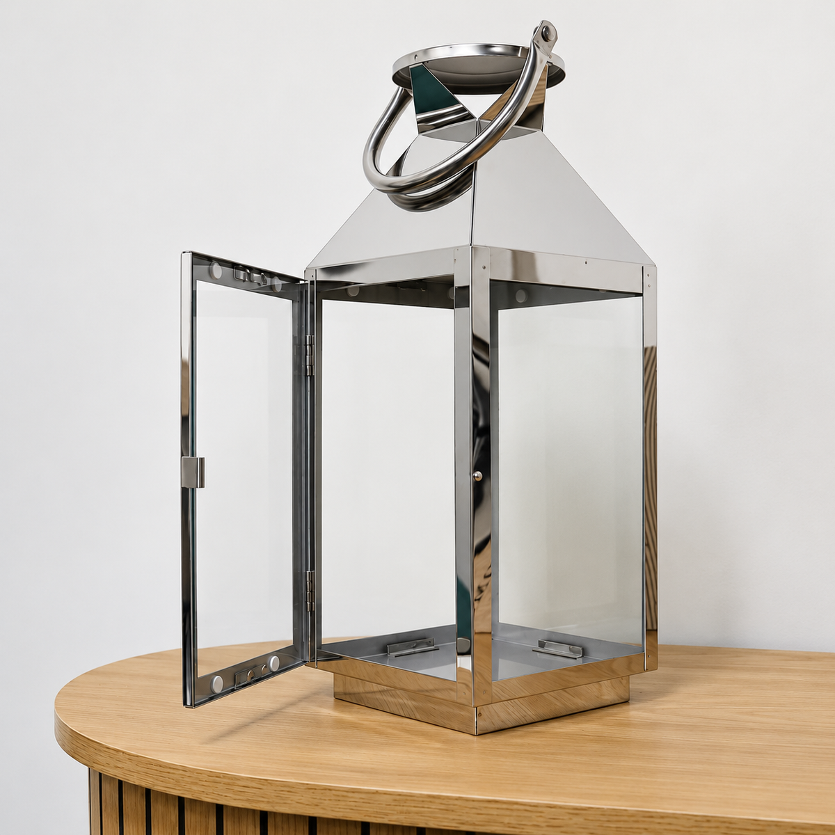 40 x 15cm Large Stainless Steel Candle Lantern Holder