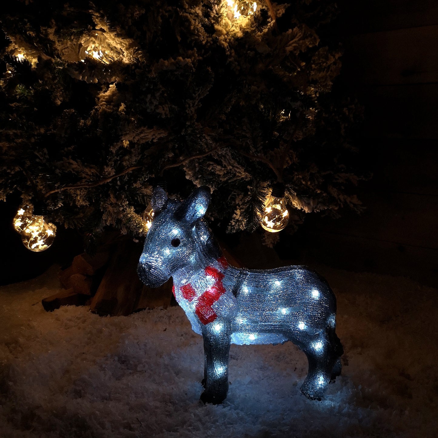34cm Battery Operated LED Light up Acrylic Christmas Donkey Decoration