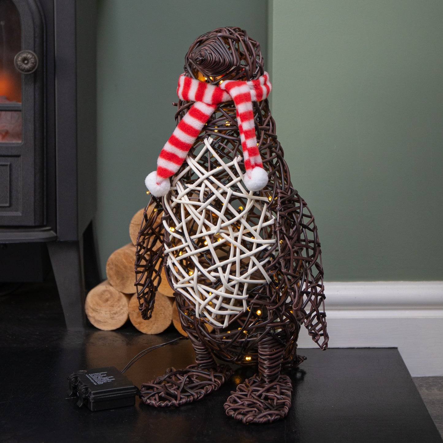 40cm Battery Operated Light up Brown Christmas Penguin with 60 Warm White LEDs