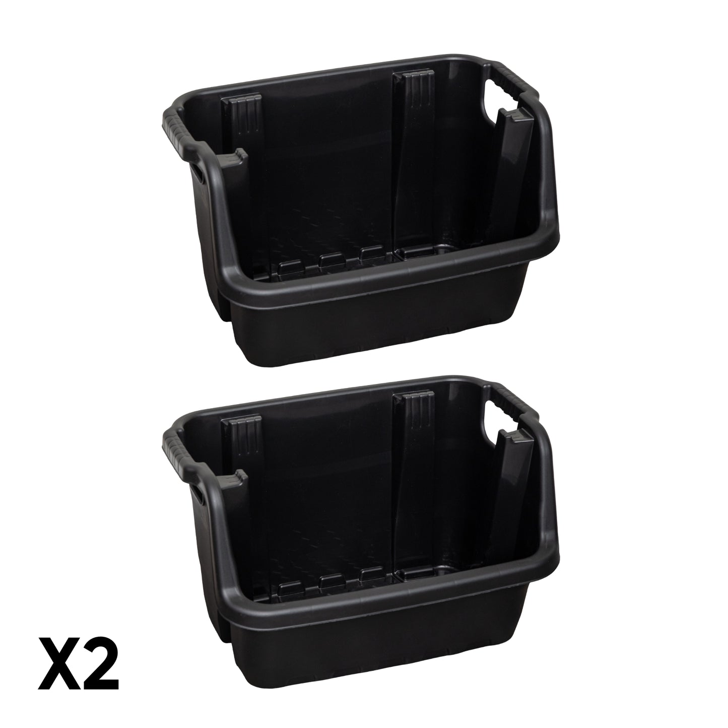 2 Pack of 36x 59cm Heavy Duty Stackable Pick Bin Crates