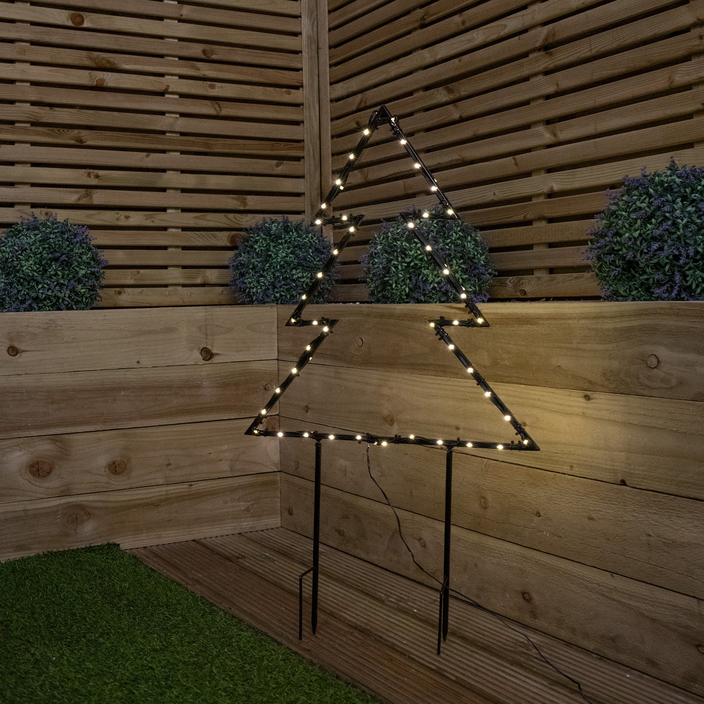 53cm x 60cm Light up Dewdrop Metal Christmas Tree with 90 LEDs and Garden Stakes