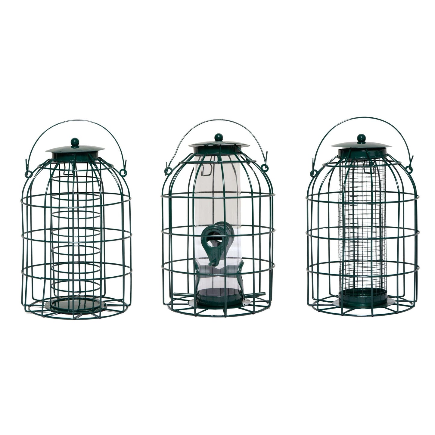 Pack of 3 Natures Market Wild Bird Hanging Nut Seed & Fat Ball Feeder with Squirrel Guard