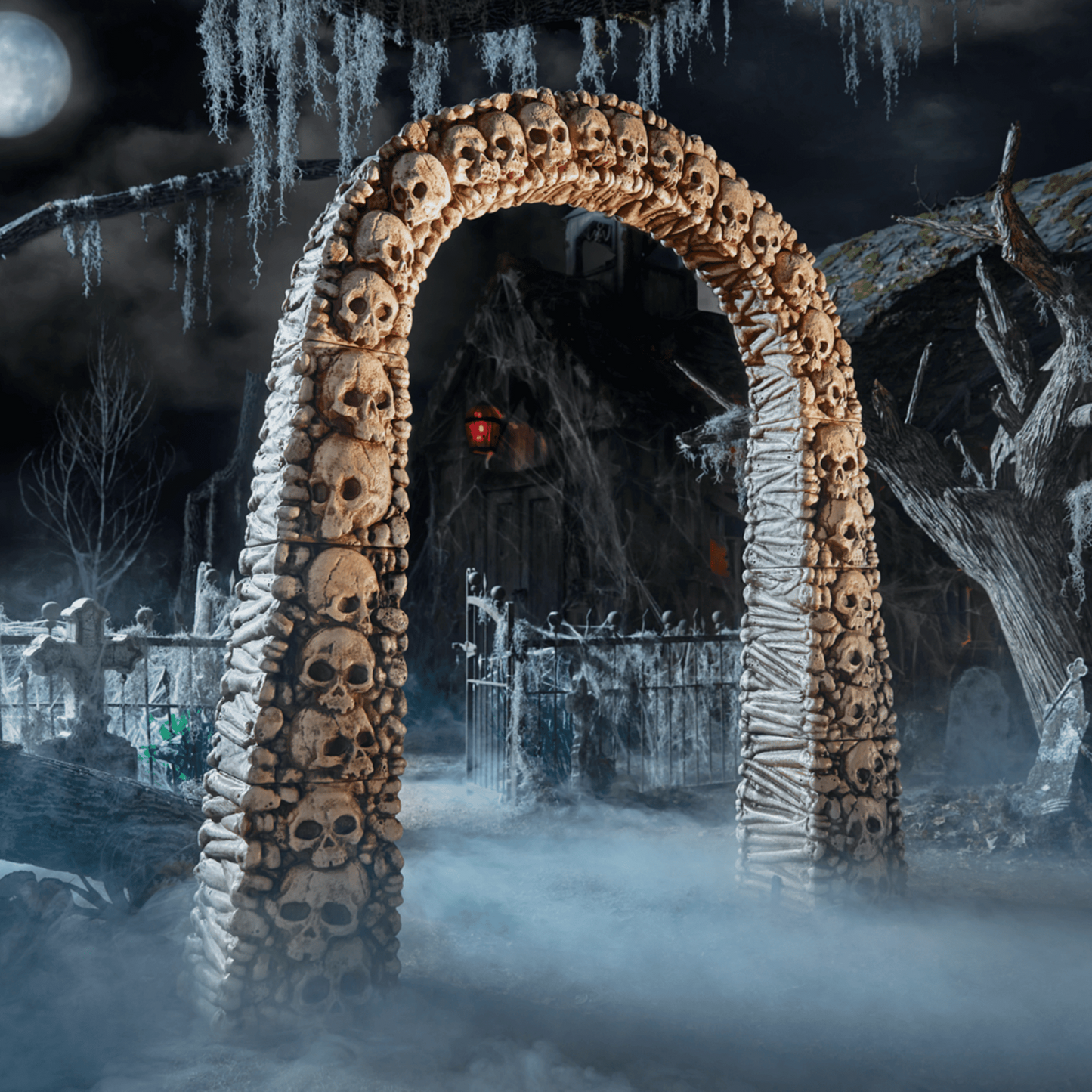 Home Accents 7.5ft Tall Skull and Bones Halloween Entrance Archway Decoration