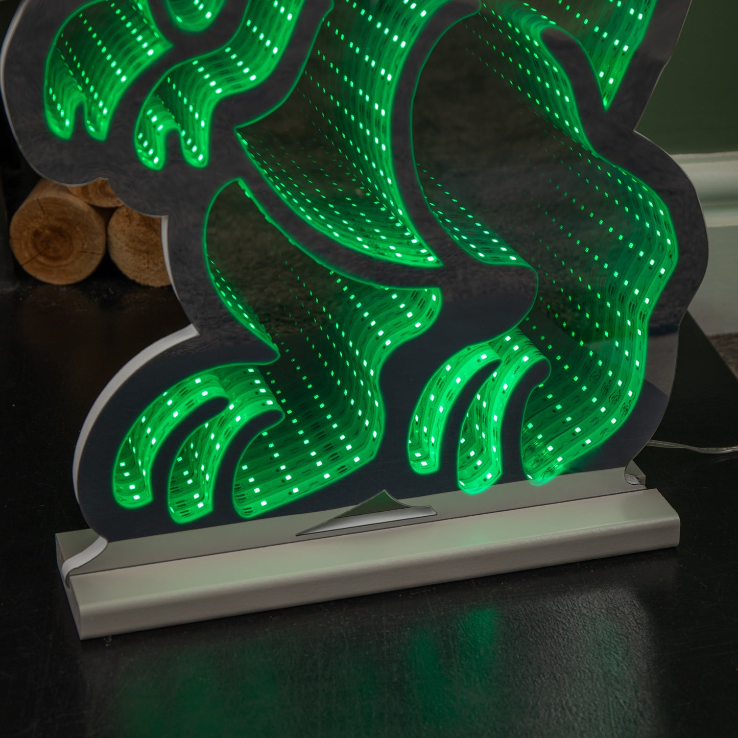 60cm Light up Christmas T-Rex with Santa Hat Infinity Decoration with LEDs