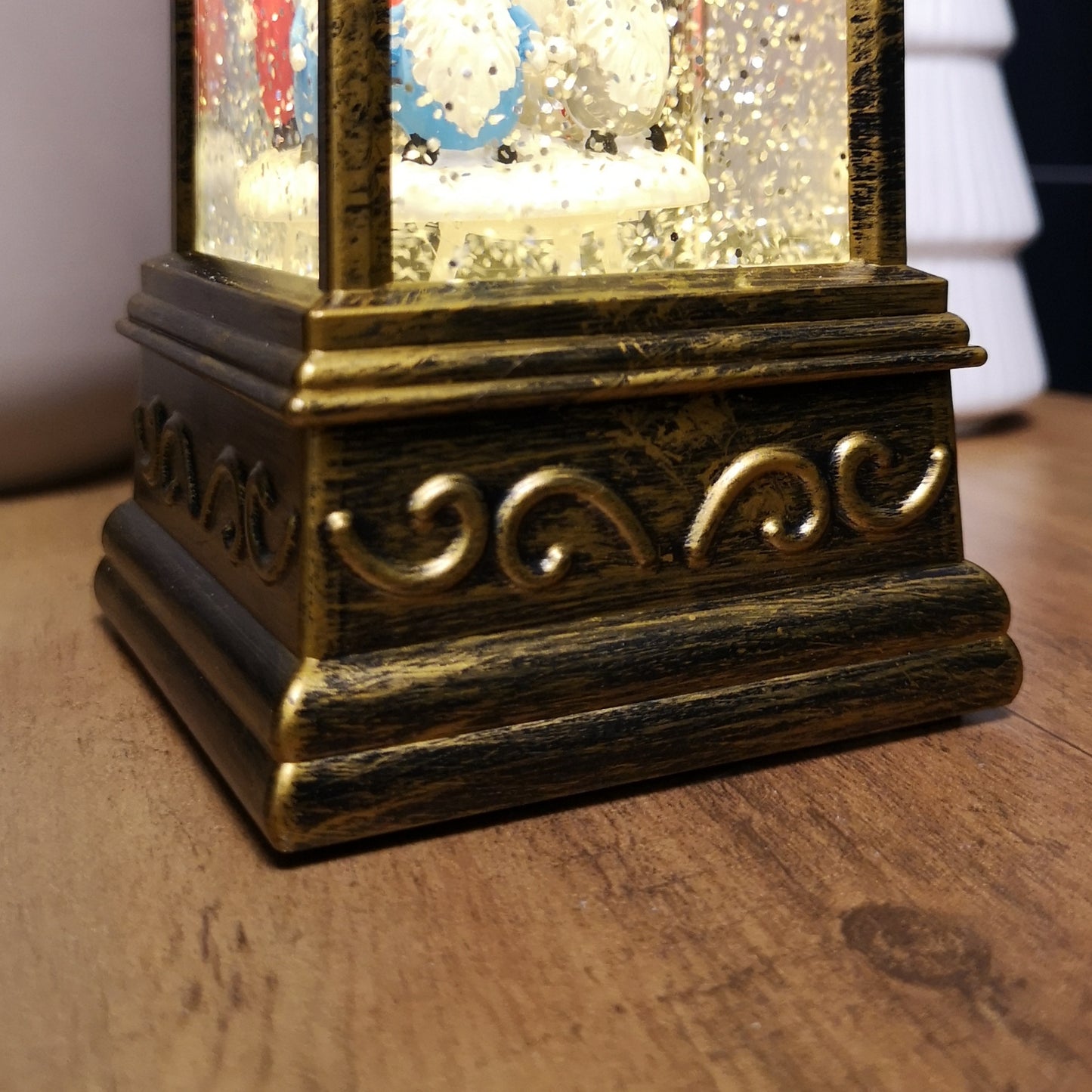 21cm Christmas Gonk Glitter Water Spinner Lantern Decoration