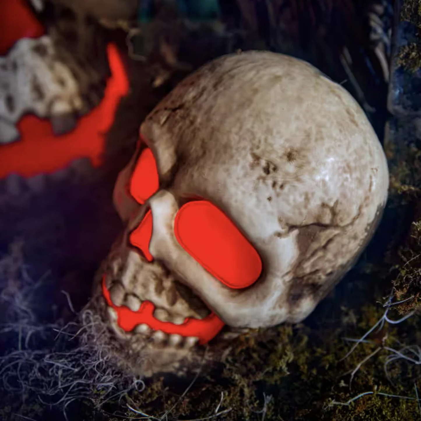 Home Accents Holiday 8ft Giant-Sized Halloween Skull Stack with Red LEDs