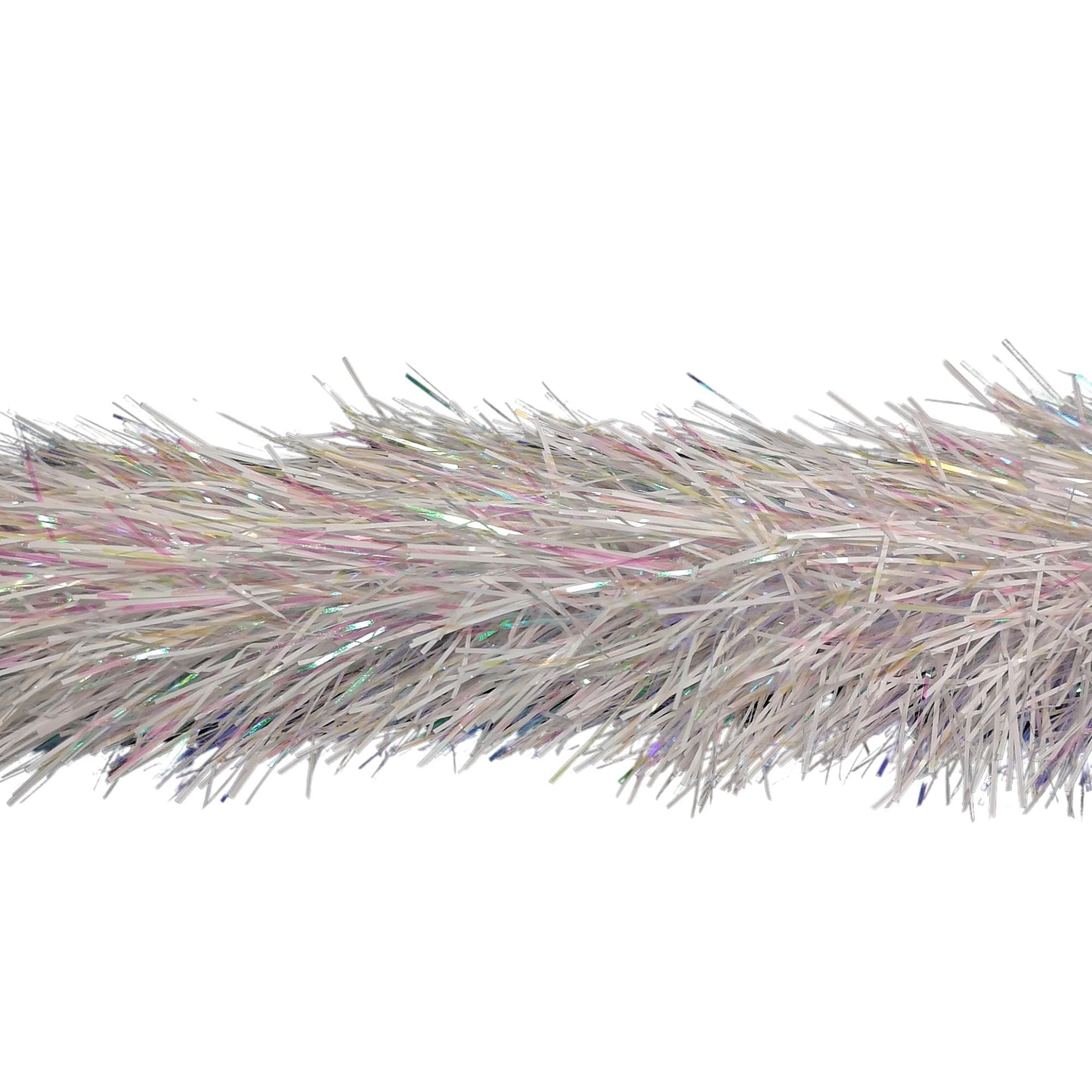 2m x 10cm Festive Tinsel Garland Christmas Tree Decoration Iridescent White
