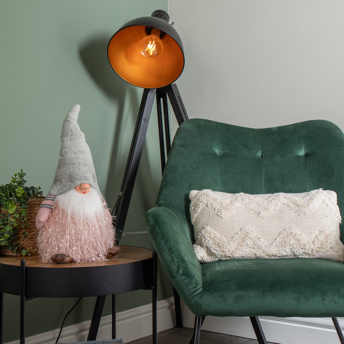 30cm Christmas Male Gonk with LED Light - Grey Hat