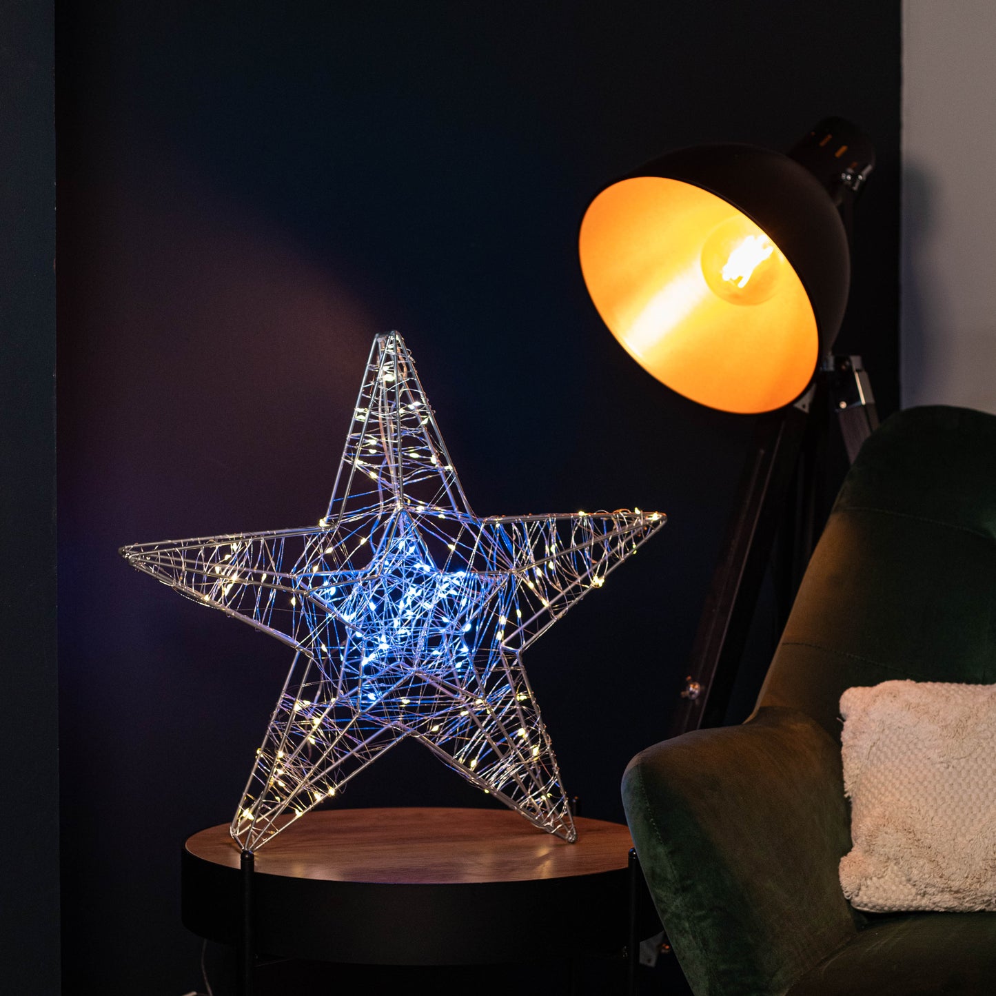 55cm Light up Double Star Silhouette Christmas Decoration with 240 Cool & Warm White LEDs