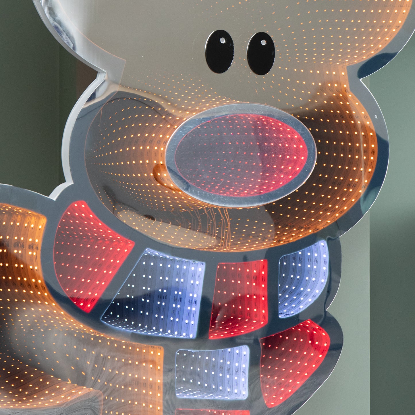 1.20m x 1.9m Light up Cute Christmas Reindeer Infinity Mirror Decoration with Multi-Coloured LEDs
