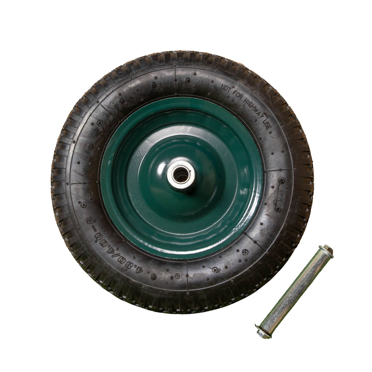 Replacement 16" x 4" Pneumatic Heavy Duty Garden Wheelbarrow Wheel & Axel In Green