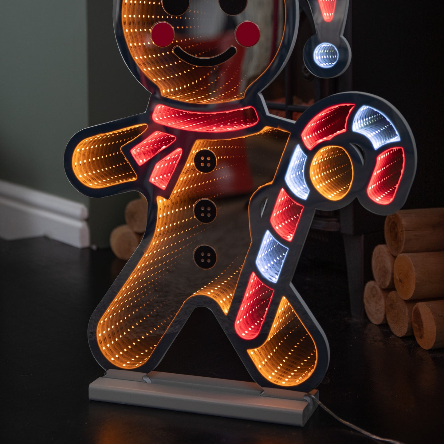 60cm Light up Gingerbread Man Infinity Christmas Decoration with LEDs