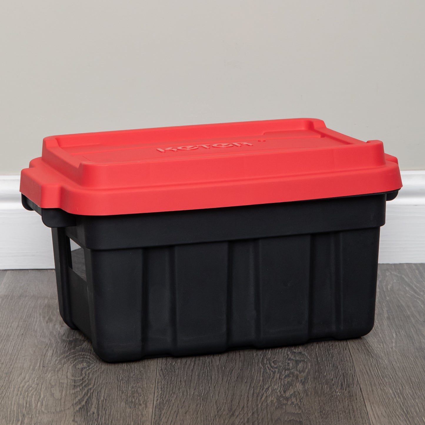 11L Black and Red Small Tuff Stackable Storage Box with Lid and Carry Handles