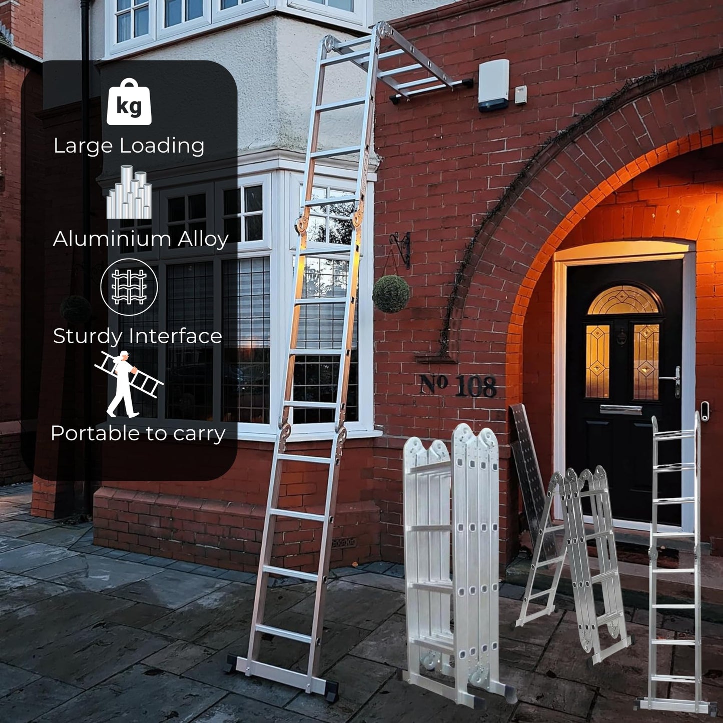 Factory Seconds 3.46m Lightweight Aluminium Folding Multi-position Work Platform Ladder