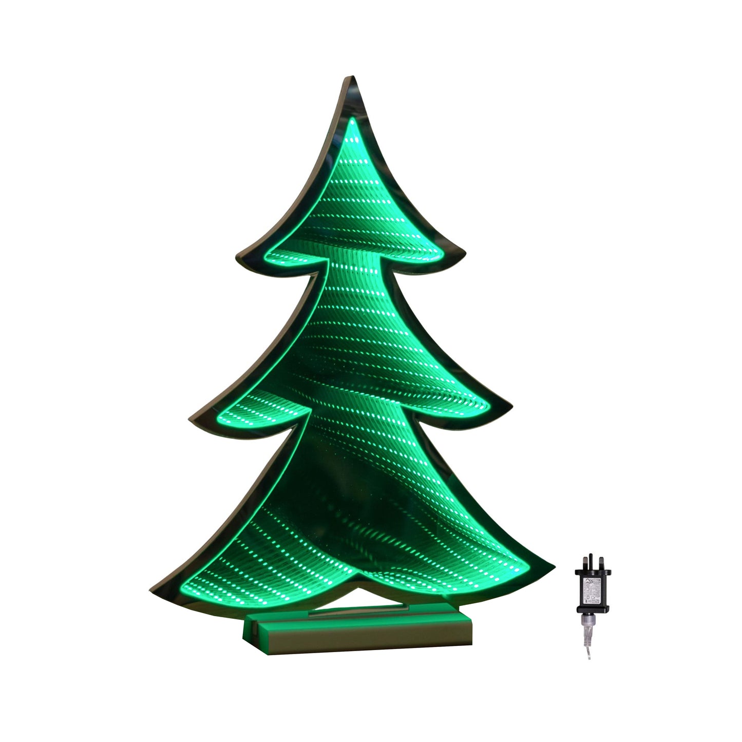 40cm Infinity Light up Christmas Tree Decoration with Green LEDs on Wooden Base