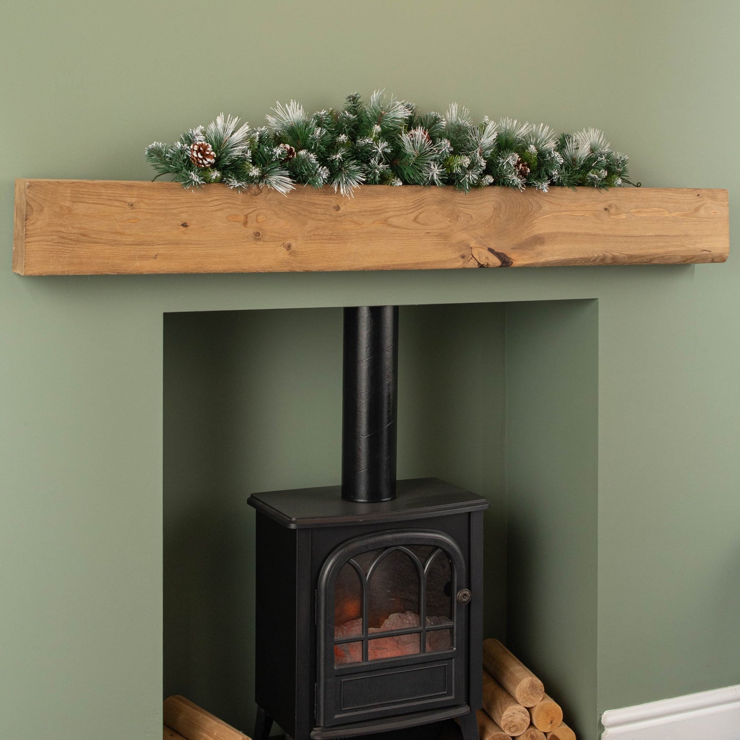 90cm (3ft) Frosted Glacier Christmas Swag with Pine Cones