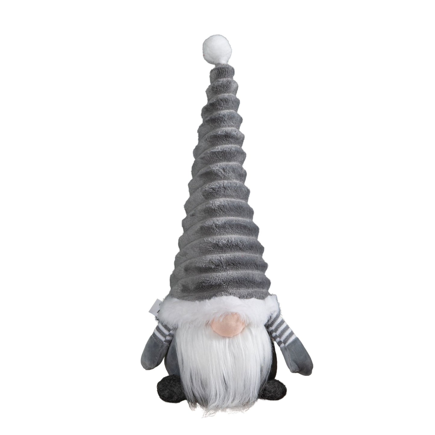 40cm Sitting Plush Christmas Gonk with Grooved Hat in Grey