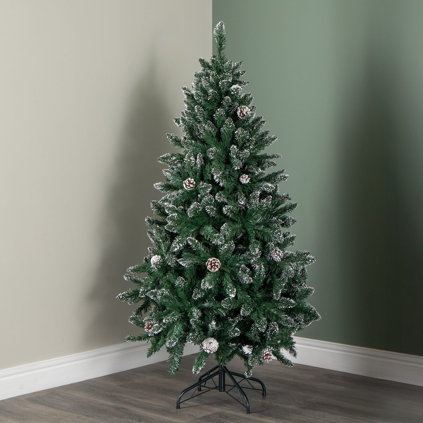 5ft (1.5m) Tall Rocky Mountain Pine Christmas Tree with 526 Snow Tipped Branches & Pinecones