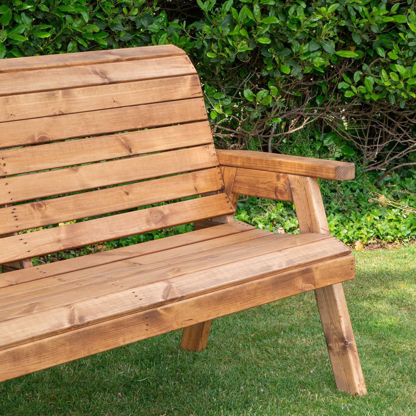 Charles Taylor Hand Made Traditional 3 Seater Chunky Rustic Wooden Garden Bench Furniture