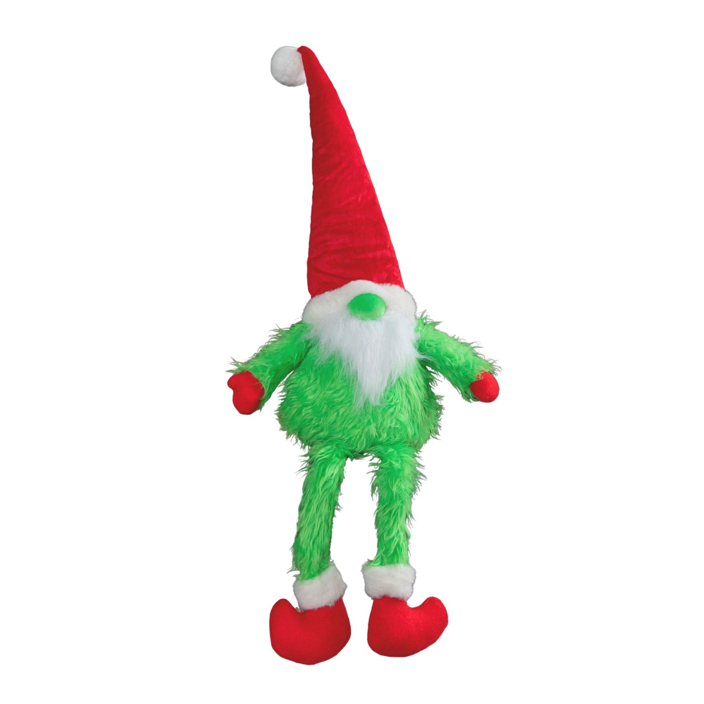 35cm Soft Green Fur Christmas Sitting Gronk Decoration with Santa Hat
