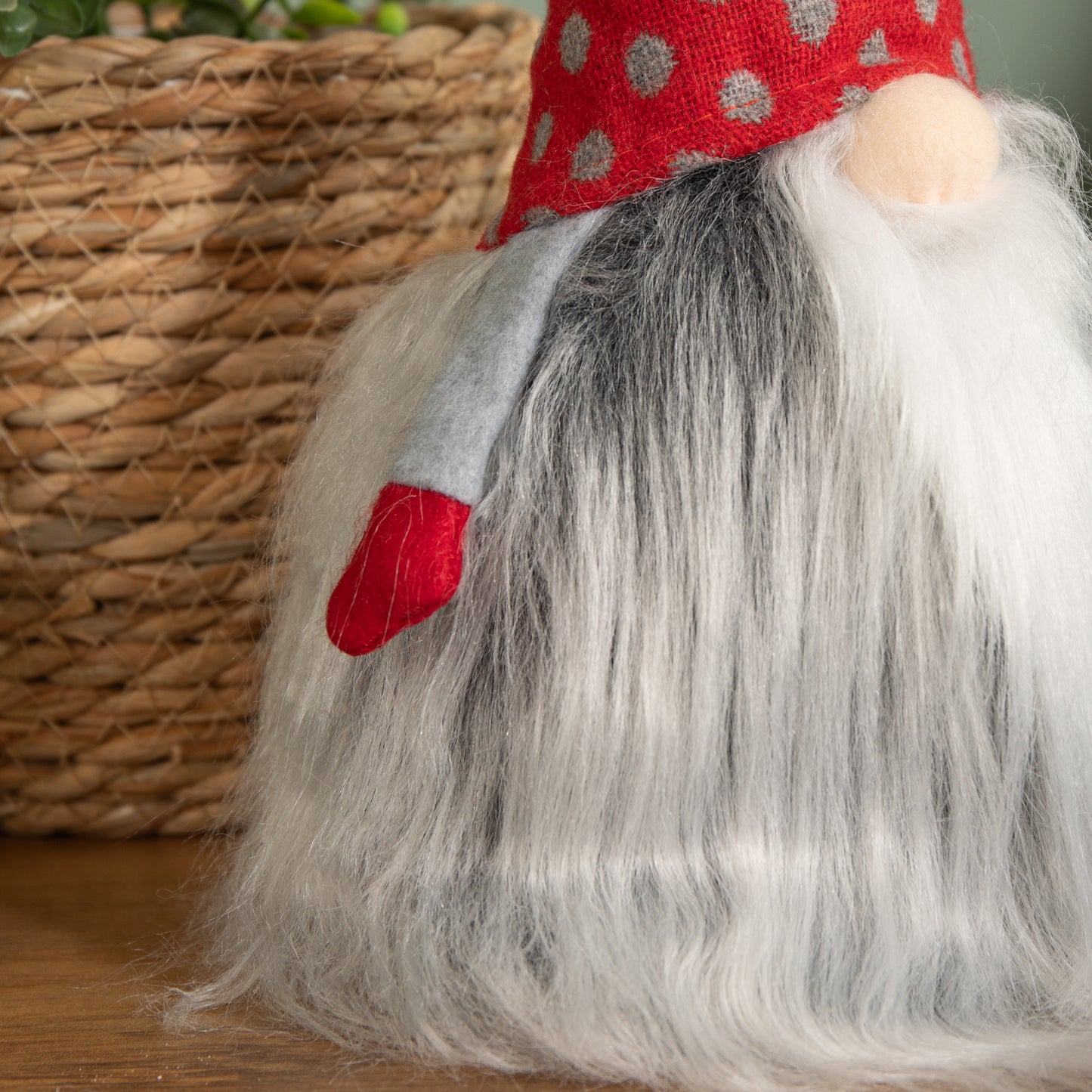 34cm Festive Gonk Cuddly Santa Indoor Christmas Plush Decoration in Polka Dot Hat