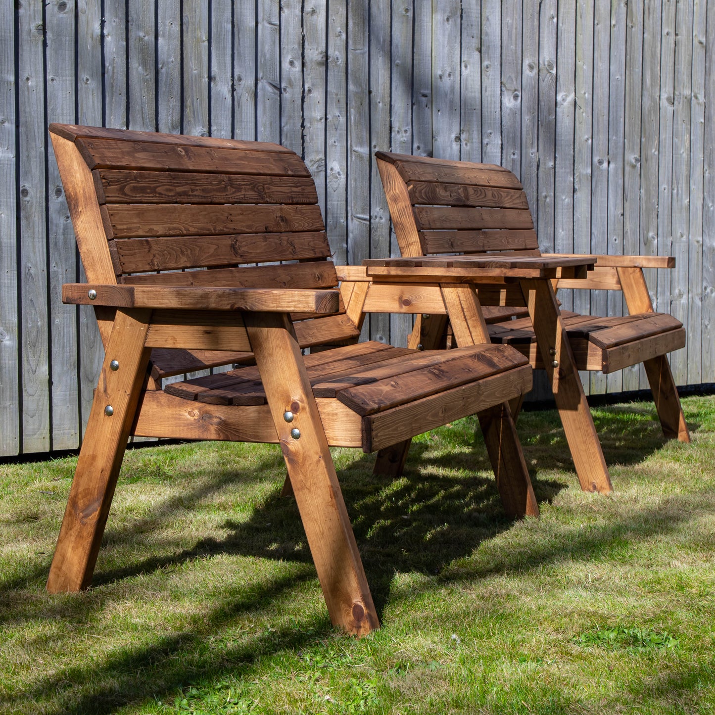 Hand Made 4 Seater Chunky Rustic Wooden Furniture with 2 Benches & Straight Tray