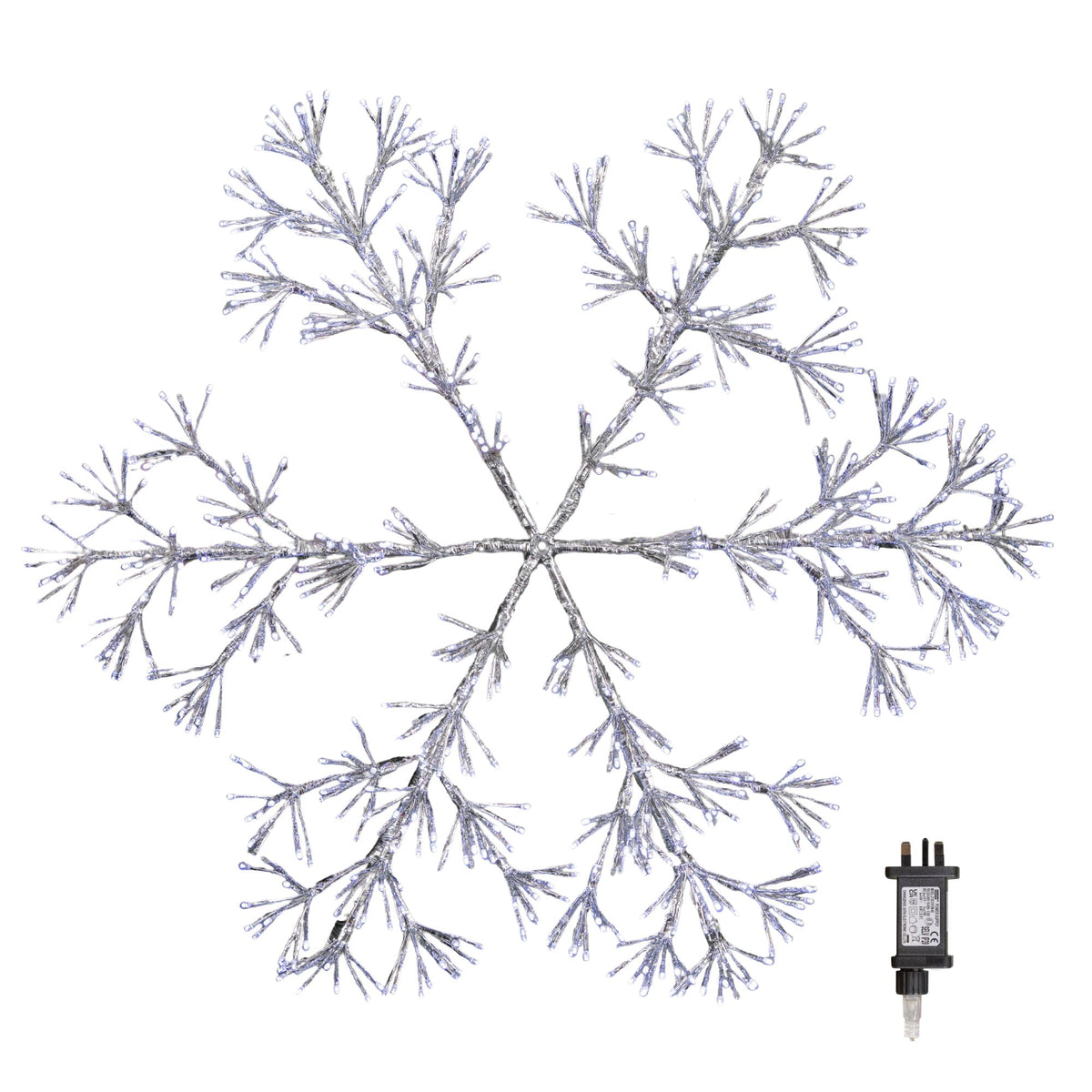 Premier 90cm Silver Starburst Snowflake Wall Window Decoration With 660 White LEDs