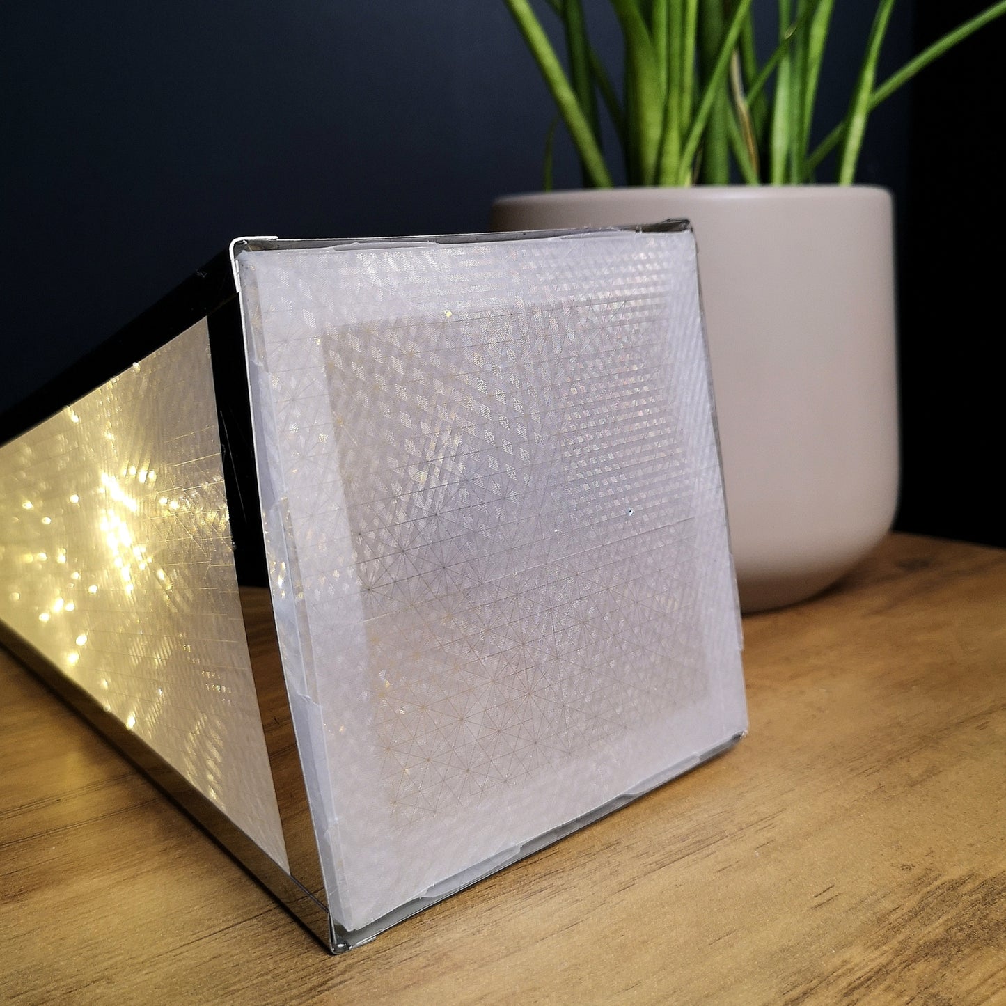 45cm Christmas Holographic Pyramid with Silver Frame-16 Warm White Led