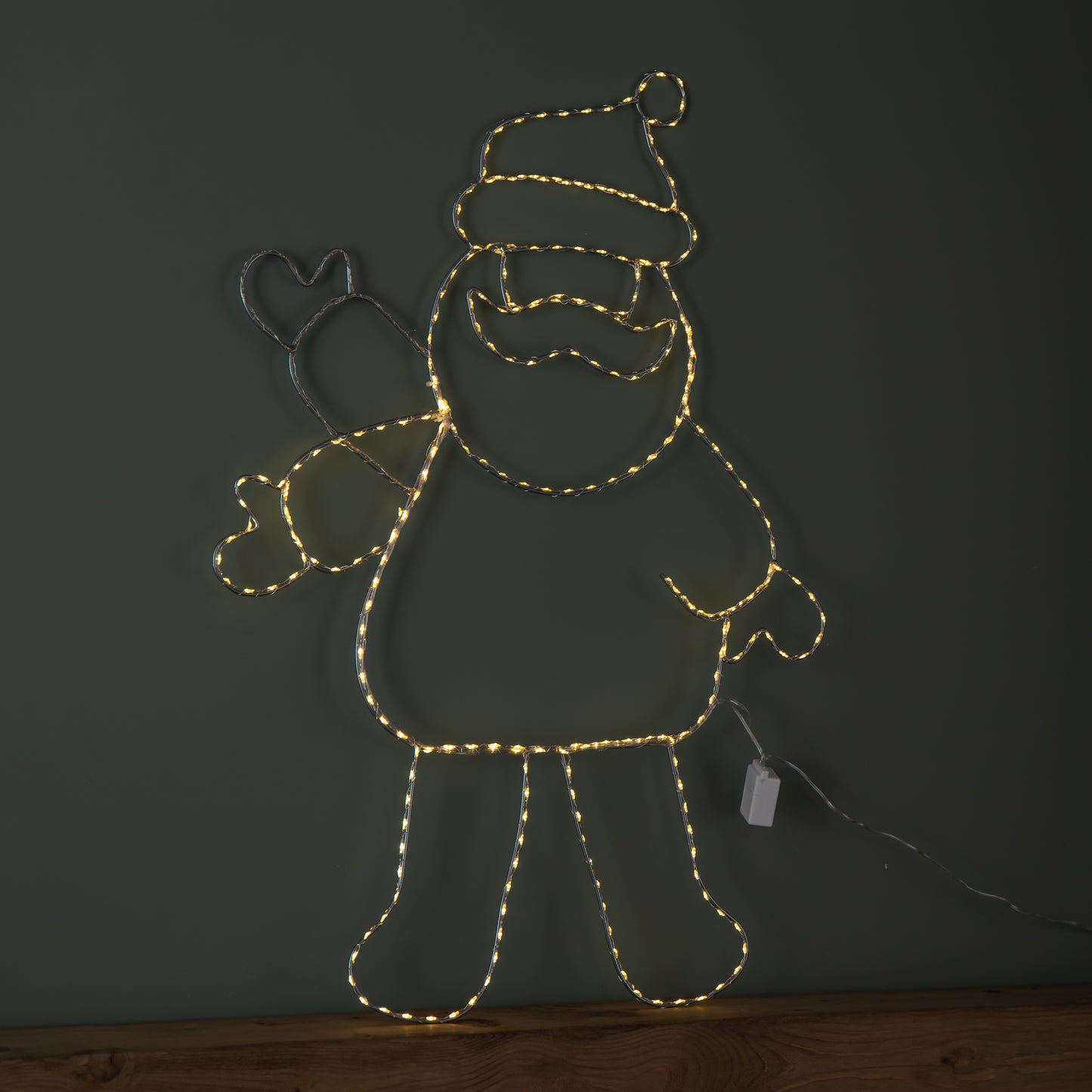 Factory Seconds: 79cm x 54cm Light up Waving Santa Christmas Silhouette with Warm White LEDs