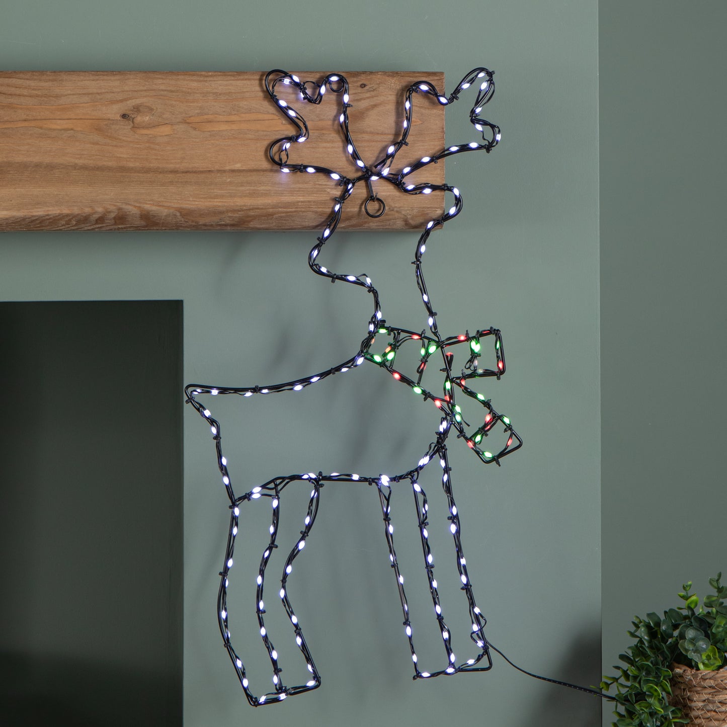 60cm x 33cm Light up FlexiBrights Reindeer Snowman with 164 Multi-Coloured LEDs