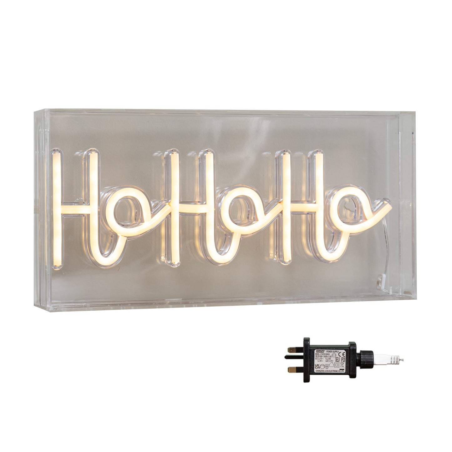 15cm x 30cm Light up Christmas Ho Ho Ho Neon Flex Sign with Warm White LEDs