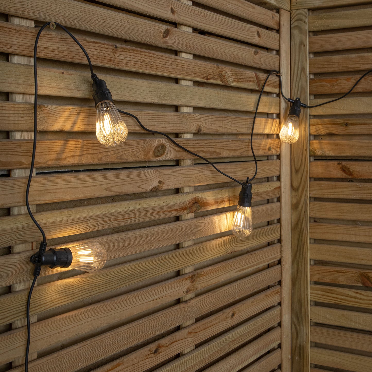 4.5m Set of 10 Connectable Fluted Festoon String Lights with Warm White LEDs