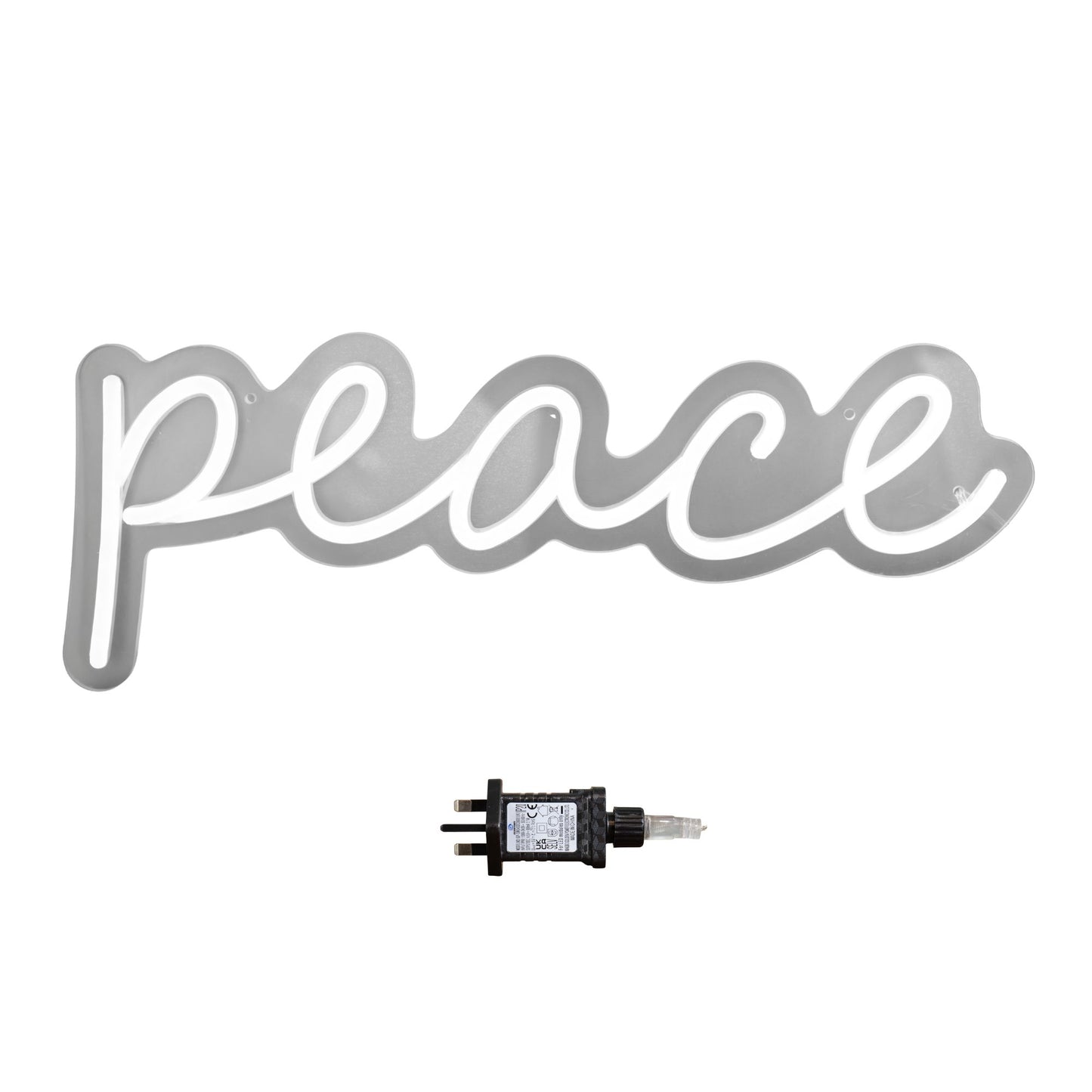 40cm Light up Neon Effect Peace Decorative Sign with 145 White LEDs