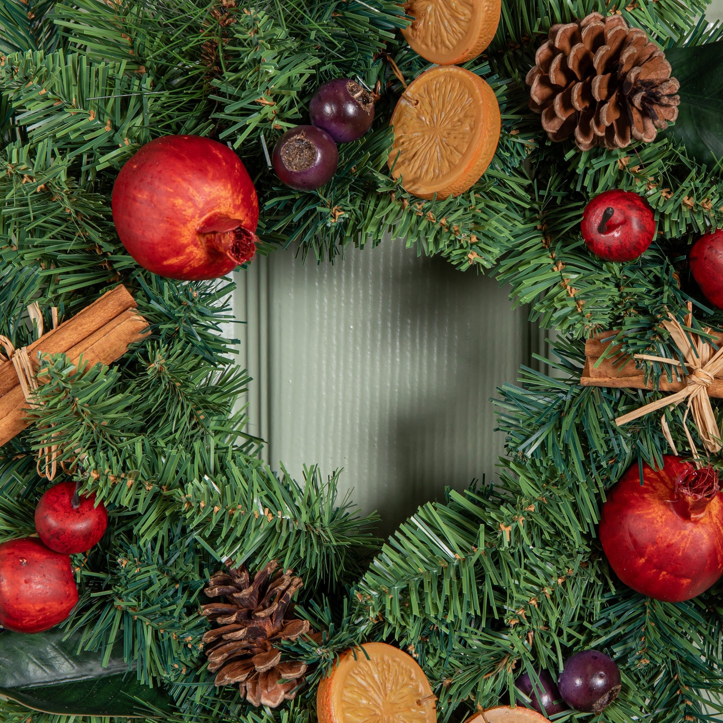 40cm Festive Spice Christmas Wreath with Pinecones and Faux Dried Fruit