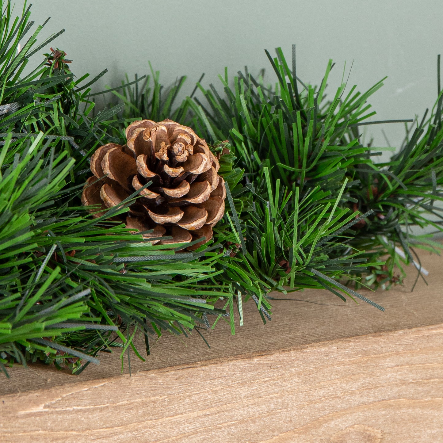 90cm Deluxe Snow Time Princess Green Garland Swag 108 Tips With 5 Pine Cones