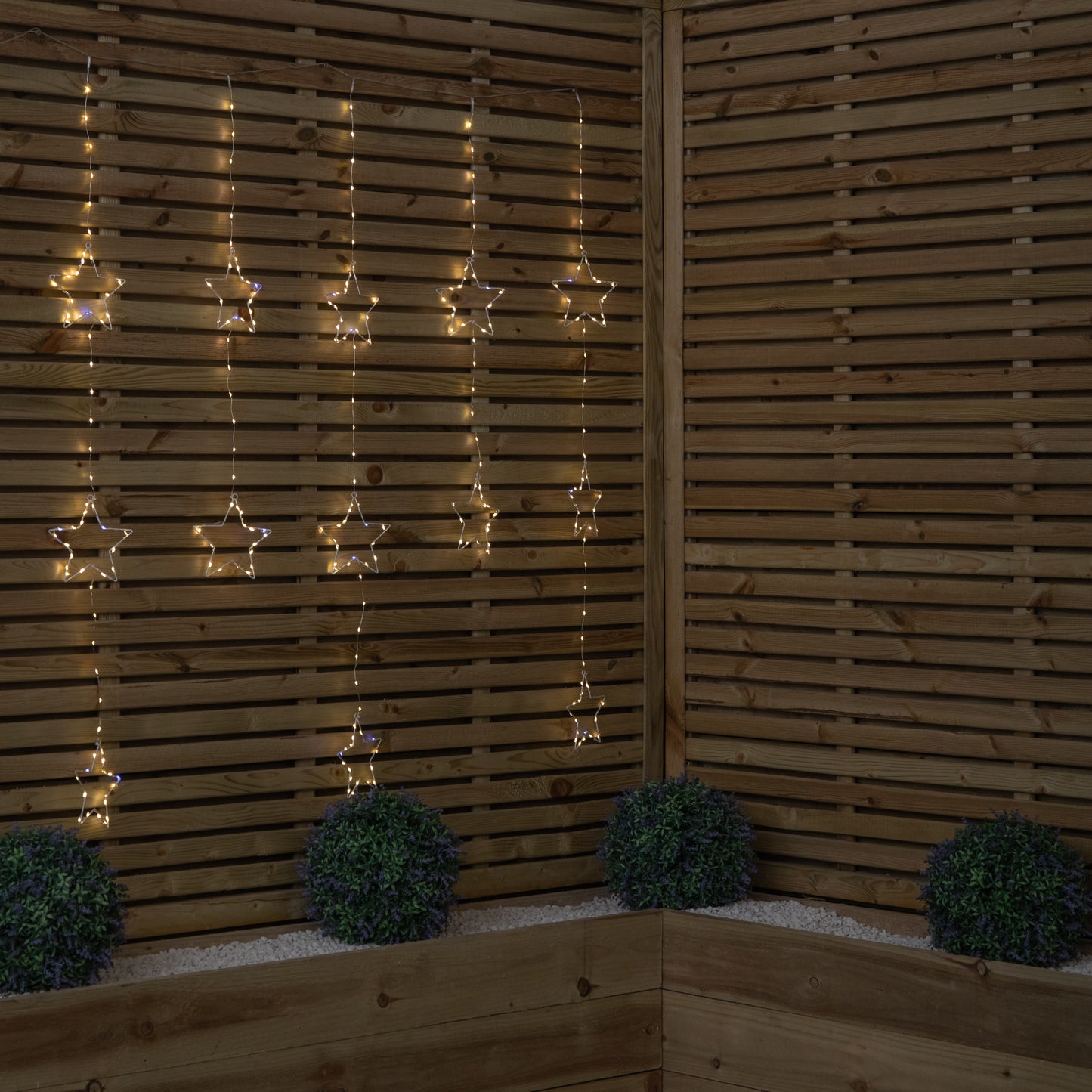 1.3m x 1.2m Light up Twinkling Star Christmas Curtain Light with White Mix LEDs