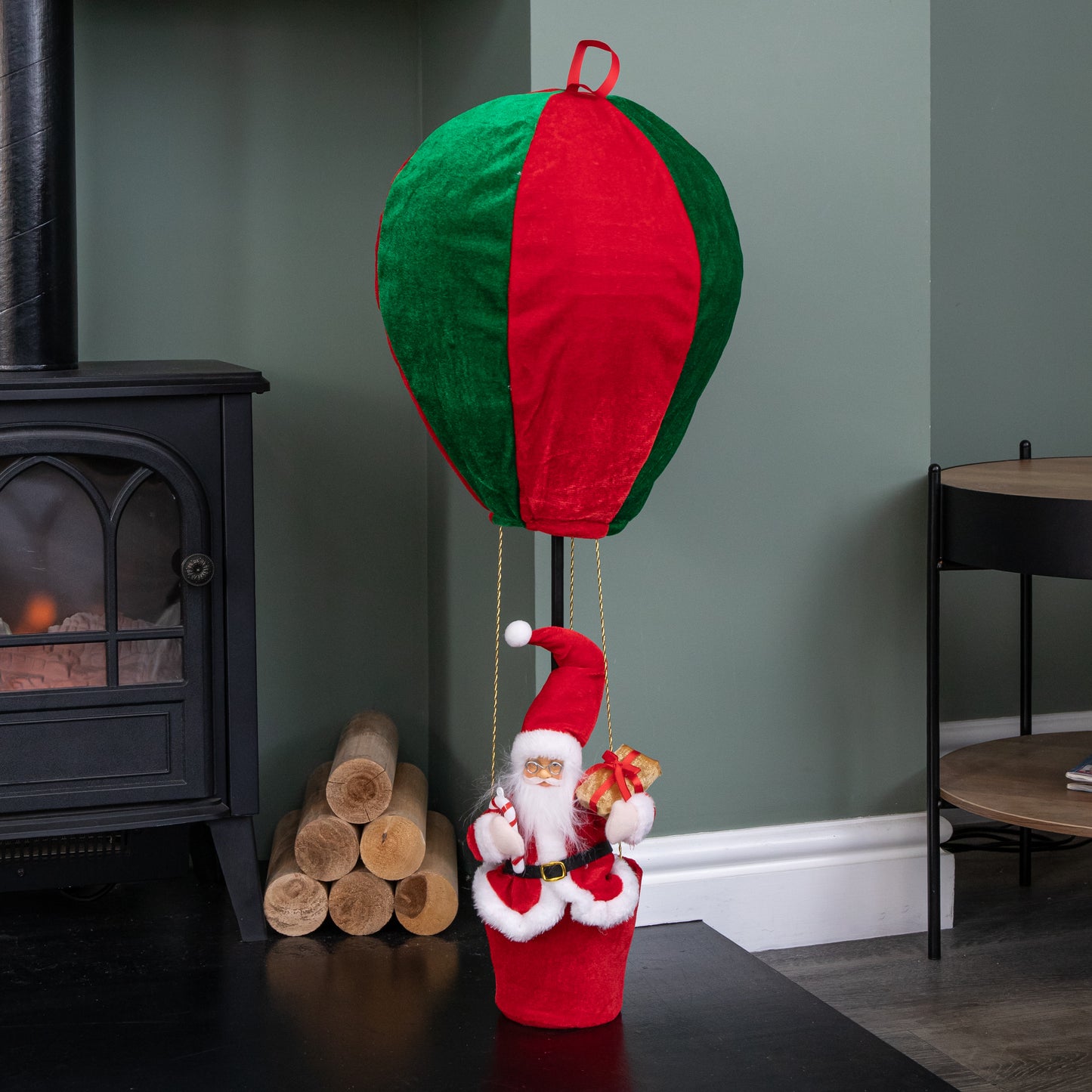 80cm Red and Green Santa's Hot Air Balloon Hanging Christmas Decoration