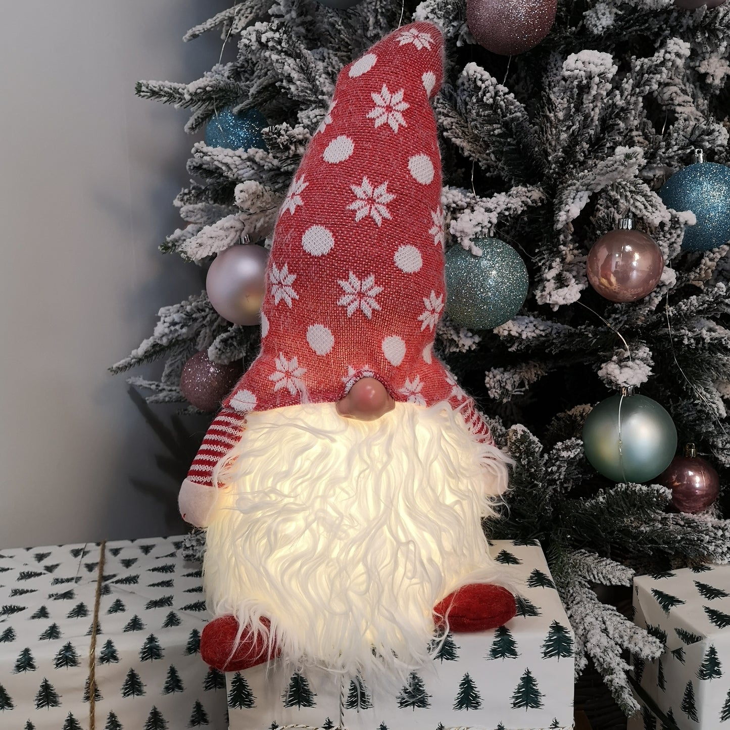 30cm Light Up Christmas Gonk Decoration in Red or Grey