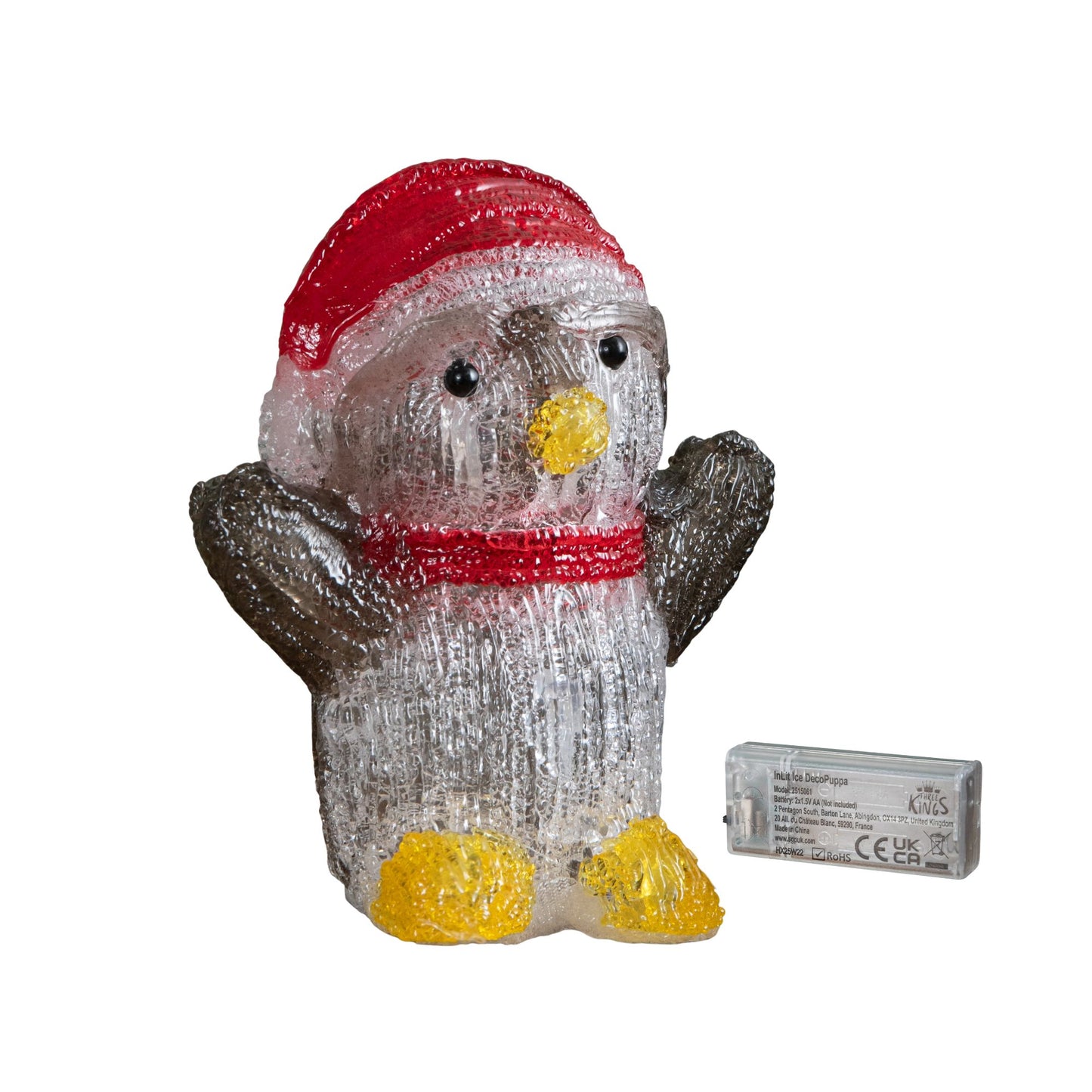 16cm Battery Operated Light up Christmas Ice Penguin with 12 Cool White LEDs