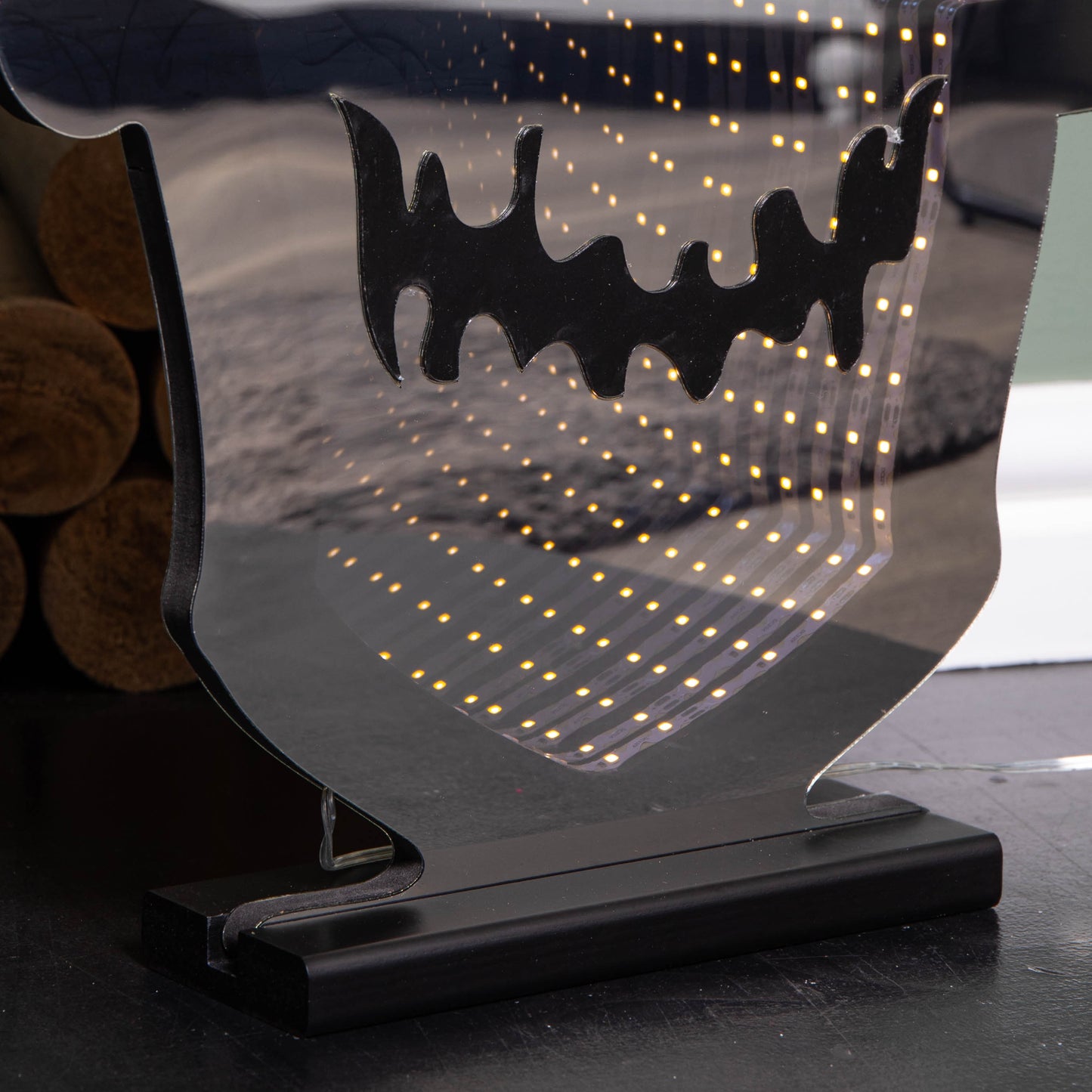 60cm Light up Halloween Skull Infinity Decoration with Warm White LEDs