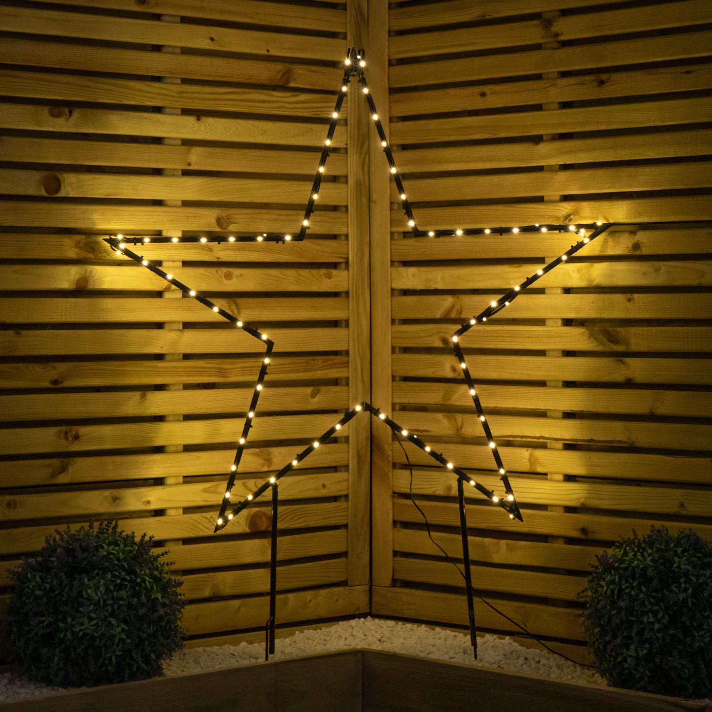 90cm Light up Dewdrop Metal Christmas Star with Garden Stake & Warm White LEDs