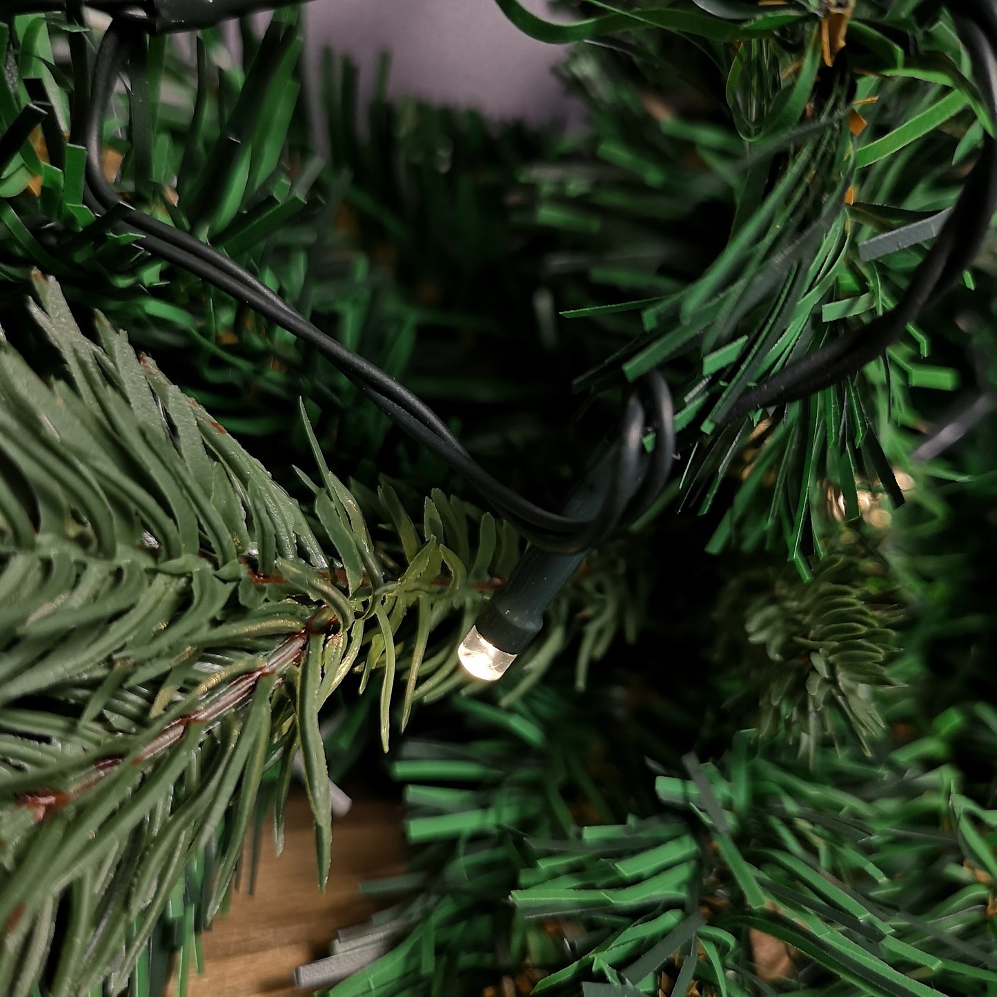 1.8m Plain Green Christmas Garland with 164 Tips and 50 Warm White LED Lights