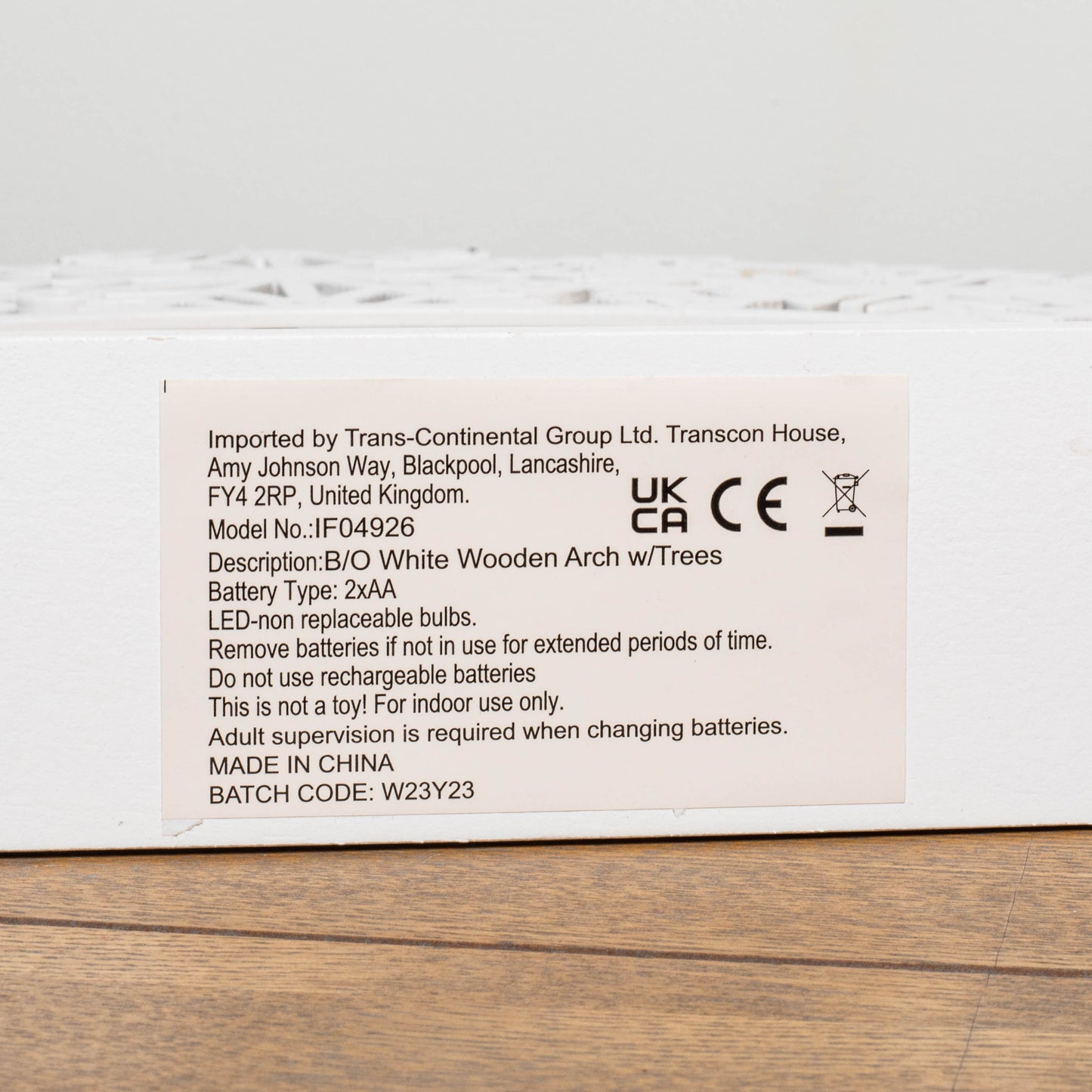 45cm Battery Operated White Wooden Snowflake Arch & Christmas Trees with 10 Warm White LEDs