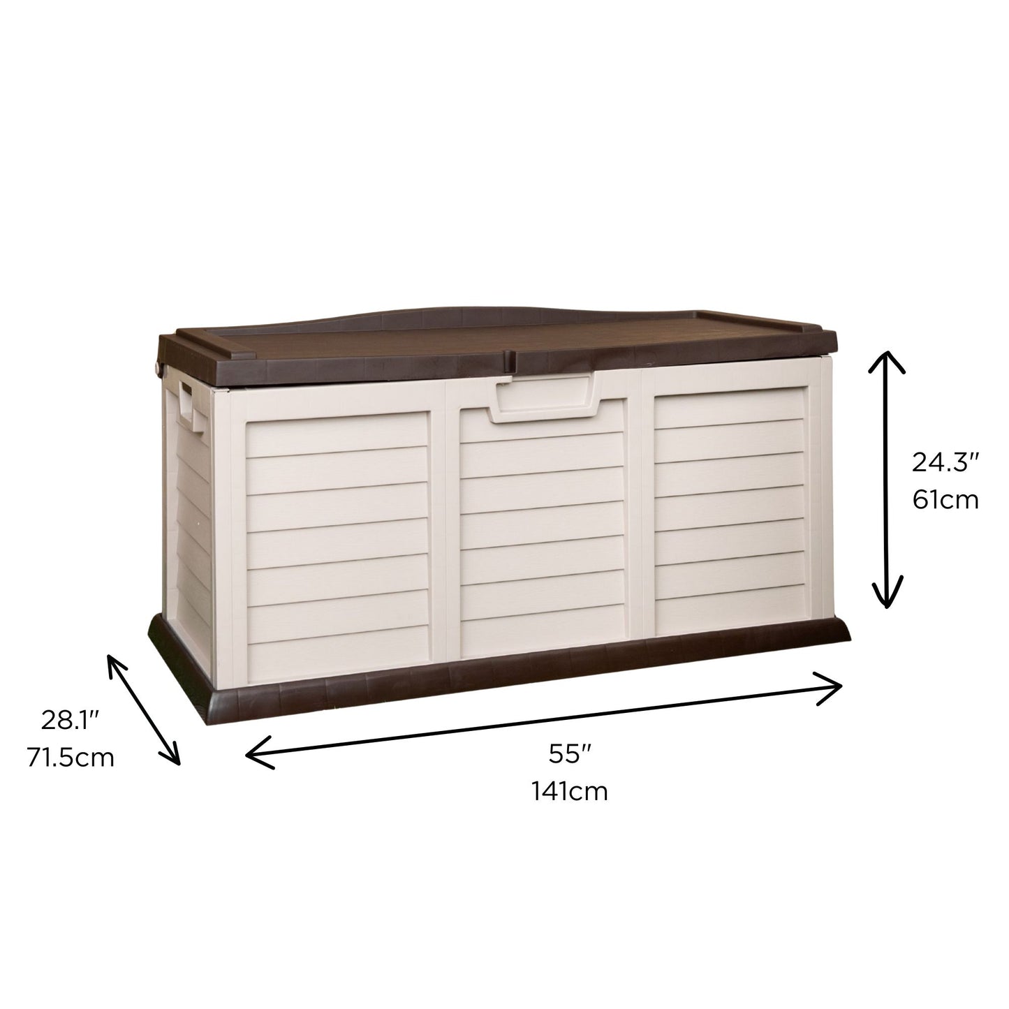 440L Heavy Duty Garden Patio Storage Box with Lockable Sit on Lid in Brown