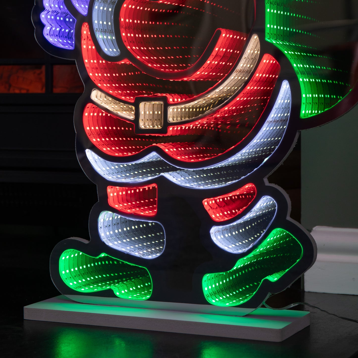 Factory Seconds: 60cm Light up Standing Santa with Tree Christmas Infinity Light with Multi-Coloured LEDs