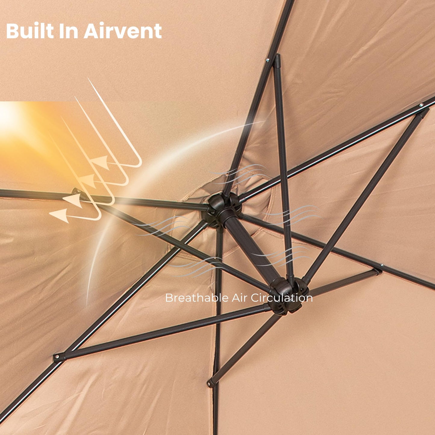 Factory Seconds: 3m Cantilever Parasol in Beige with Crank Handle for Patio Garden Banana Parasol with UV Protection Outdoor Umbrella Sun Shades for Garden