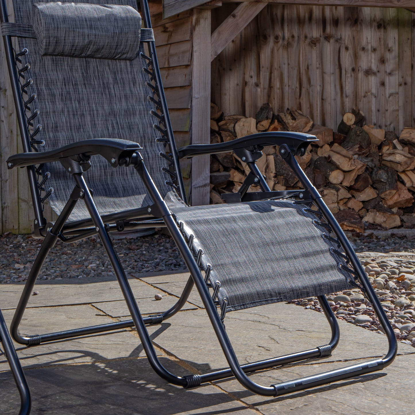 Multi Position Garden Zero Gravity Relaxer Chair Sun Lounger in Mixed Grey