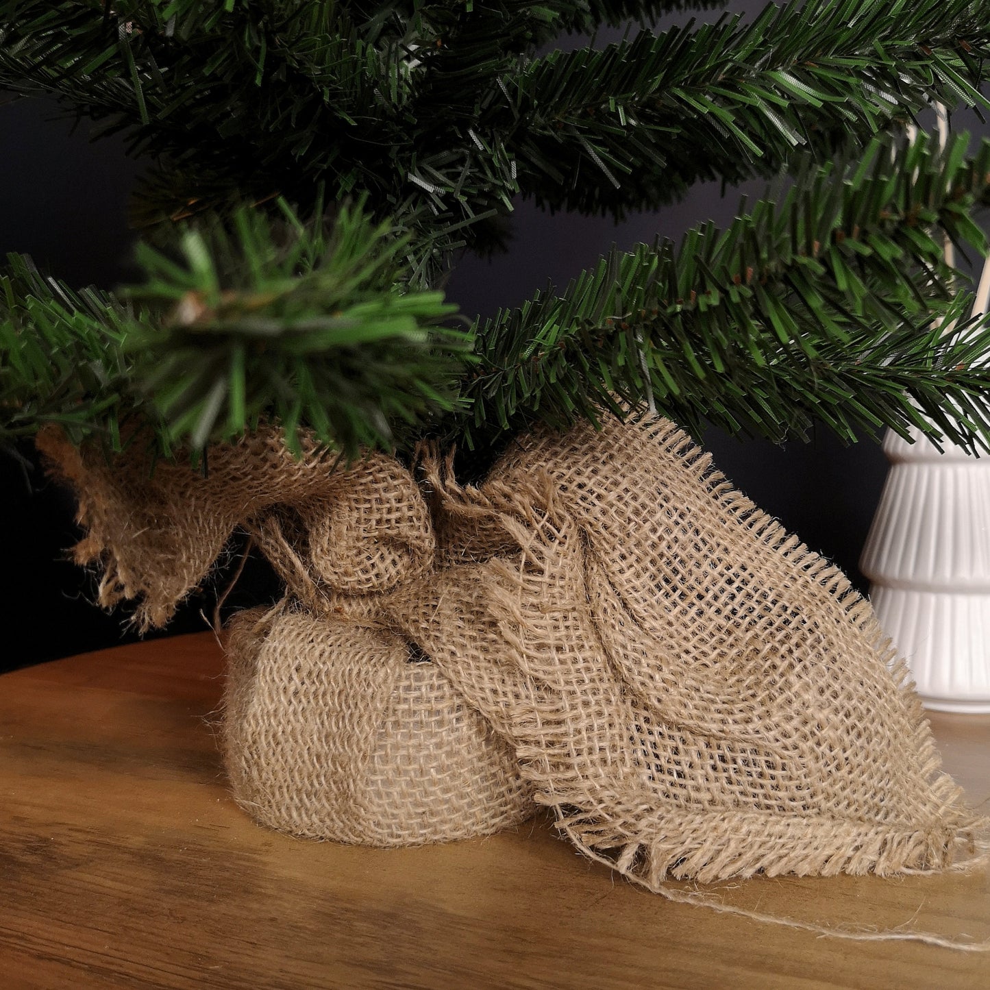 60cm Mini Richmond Christmas Tree in a Burlap Base with 72 Tips