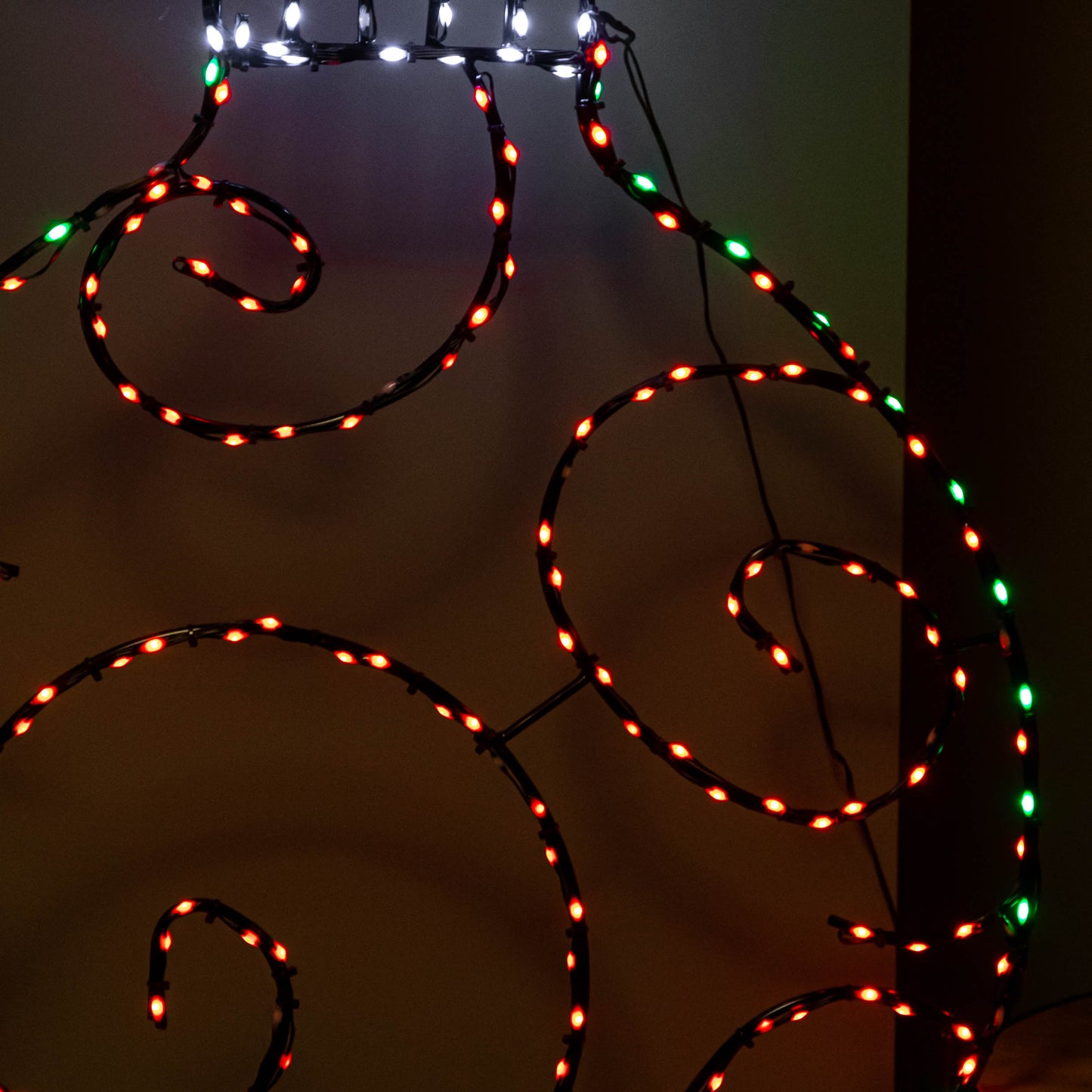 78cm Metal Hanging Christmas Bauble with 245 Static & Twinkling LEDs in Red & Green